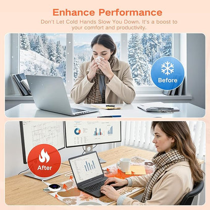 iCasso Heated Mouse Pad Hand Warmer, XL Heated Desk Pad, Electric Warm Desk Mat with 4 Heating Levels for Computer Keyboard, 31.5" x 13" Large Mousepad for Home Office Work (Sticker)