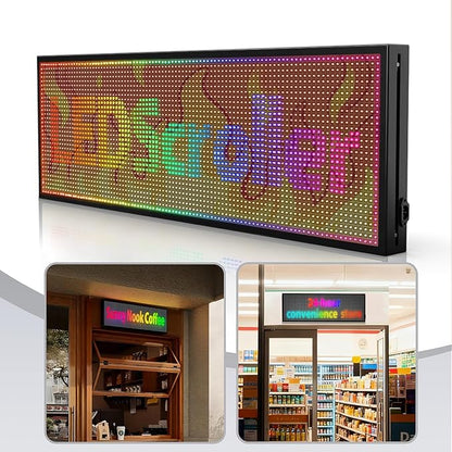 ‌Kochenkore P10 Programmable LED Sign, 63"x14" Scrolling Display, Waterproof Outdoor Digital Signage with WiFi Control, Indoor RGB Advertising Message Board for Business & Store Signs