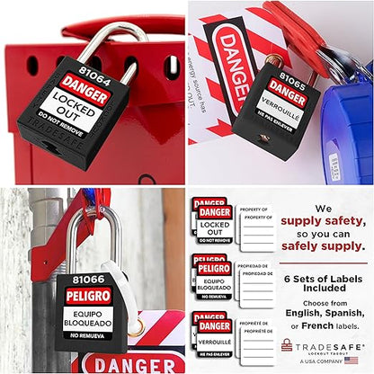 TRADESAFE Lockout Tagout Locks Set - 10 Black Lockout Locks Keyed Different, 2 Keys Per Loto Lock, OSHA Compliant Lock Out Tag Out Padlocks, Safety Padlocks for Electrical Lockout Tag Out Kits