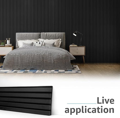 Art3d 6-Piece Wood Slat Acoustic Panels for Stylish Decor and Noise Reduction, 3D Textured Panel for Ceiling and Wall, Matte Black