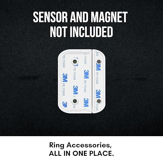 Ring Contact Sensor Adhesive | Ring Sensor Mounting Tape Replacement Pads | Works with Door, Window, Wall Alarm Sensors | Easy Mount, No Cutting, Peel and Stick (10 Pack Sensor + Magnet Side)