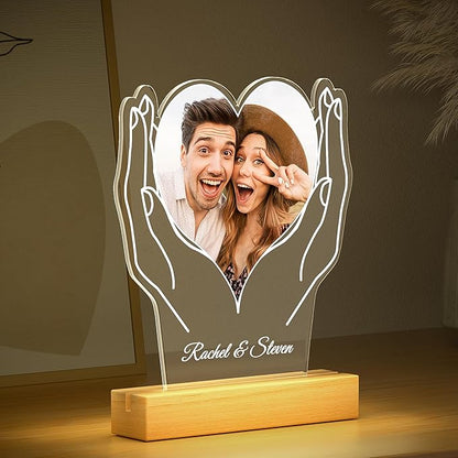 Custom Picture Frames, Customized Picture Frame, Personalized Photo Frame with Night Light, Personalized Anniversary Valentines Day Gifts for Women Men Her Him Girlfriend Boyfriend Couples