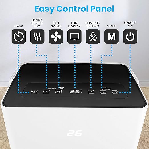 SereneLife 30-Pint Electric Home Compact Dehumidifier - 1500 Square Feet Quiet Electric Dehumidifiers For Home Closet Basement w/ 4L Water Tank Capacity, Removes - SLDEHU30