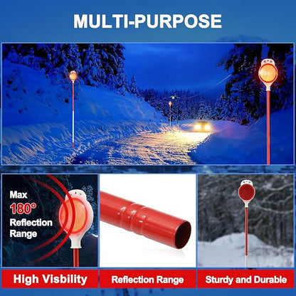 4 Pack Driveway Markers,48 Inch Steel Metal Double Sided Driveway Reflectors,High Visibility Reflective Driveway Markers Snow Stakes for Snow Plowing,Parking Lots,Walkways,Landscape