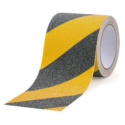 Anti Slip Tape 4" x 16.4 Ft Black and Yellow Heavy Duty Waterproof Grip Tape, High Traction Non-Skid Adhesive Roll for Stair Steps, Wood, Concrete Floors, Staircases, Outdoor/Indoor Use