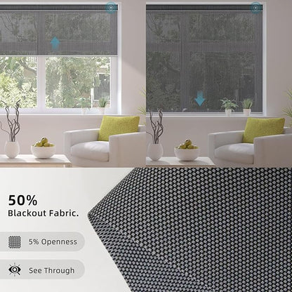 SmartWings Motorized Smart Blinds for Windows in Light Filtering, Electric Remote Roller Shades Compatible with Alexa/Google Home/Homekit, Custom Up to 110”W x 148”H, 5% Openness Aventus Charcoal Grey