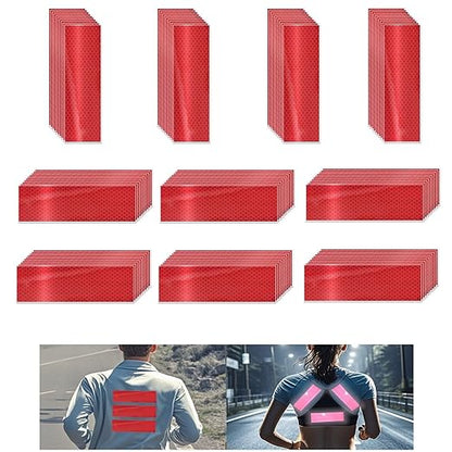 Non Fading Red Reflective Stickers 2 inch X 6 inch, Outdoor Waterproof High Visibility Warning Safety Adhesive Reflector Tape (100 Pcs)