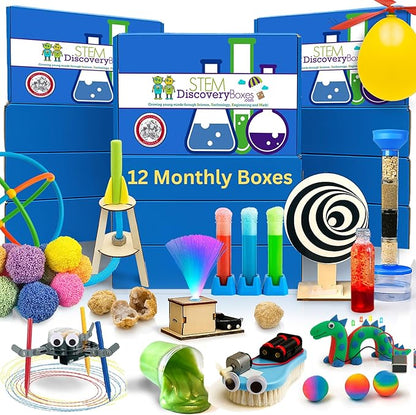 12-Month Kids Science Kit Subscription | 36 Hands-On STEM Projects for Boys & Girls Ages 7–12 | Includes 1 Full Year of No-Prep Experiments, Science Lessons & Live Online Classes | Educational Gift