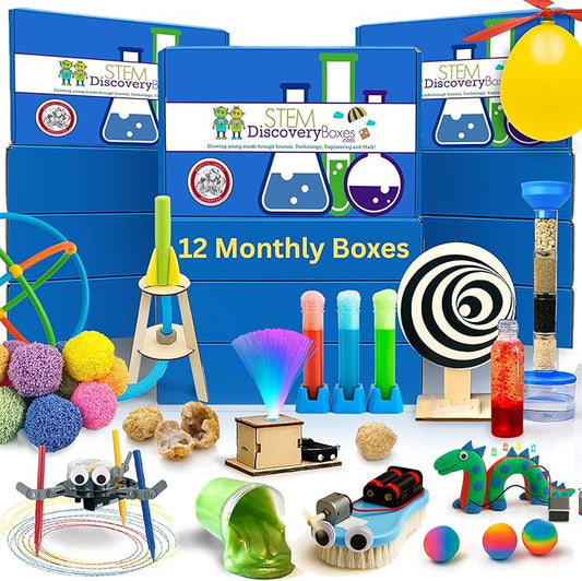 12-Month Kids Science Kit Subscription | 36 Hands-On STEM Projects for Boys & Girls Ages 7–12 | Includes 1 Full Year of No-Prep Experiments, Science Lessons & Live Online Classes | Educational Gift
