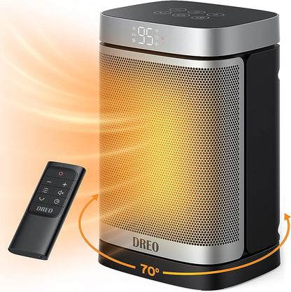 DREO Space Heater, 1500W Portable Electric Heaters for Indoor Use, PTC Ceramic Heater for Office with Remote, Thermostat, 70°Oscillation, 12H Timer, 5 Modes, Quiet Safe Room Heater for Bedroom