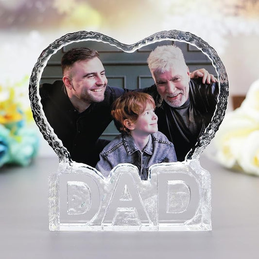 FANF&YKPY Gifts for Father Personalized Custom Heart-shaped Crystal Photo frame, Grandfather, Gift for Dad, Father,husband, Men for Christmas, Fathers Day, Birthday, Wedding Anniversary