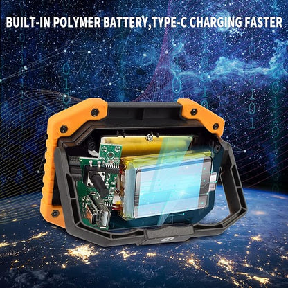 OTYTY LED Work Light 2-Pack, 30W 1500LM Portable Rechargeable Flood Lights with Magnetic Base, 4200mAh Battery for Outdoor, Camping, Hiking, Emergency, Car Repairing, Job Site Lighting (W839 Yellow)