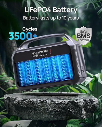 DaranEner Portable Power Station 600W, 288Wh LiFePO4 Battery Backup Power w/2×600W AC Outlets (1200W Surge), 2.2H Fast Charging, Solar Generator for Outdoor Camping/RVs/Home Emergency (Solar Optional)