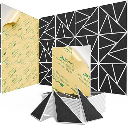 18 pack Acoustic Panels With Self-Adhesive, 12"X 12"X 0.4"Sound Proof Foam Panels, Sound Panels High Density, Soundproof Wall Panels for Home Studio Office- WhiteBase + BlackFace V1