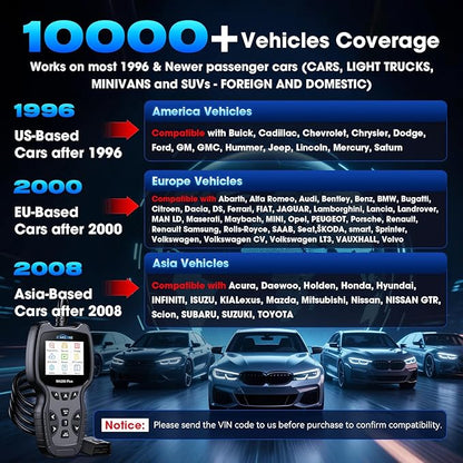 All Systems OBD2 Scanner, MA200 Plus Car Code Reader for 10000+ Car Models, with 6 Services Full OBD2 Live Data Battery Test Diagnostic Scan Tools Lifetime Free Upgrade
