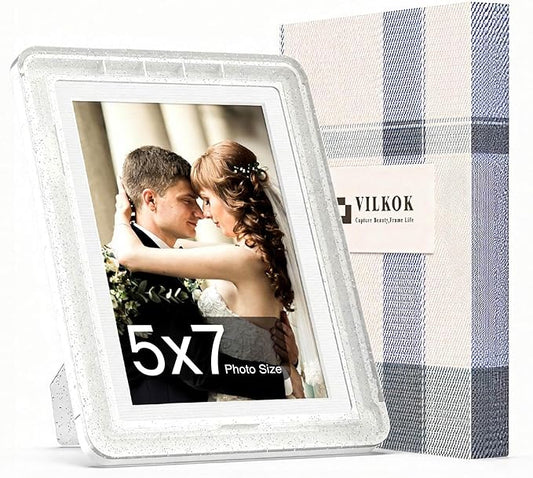 5x7 Picture Frame, Clear Acrylic Photo Frame with White Mat for 4x6 Photos, One-Piece Shatterproof Tool-Free Design, UV-Resistant Waterproof Tabletop Frame for Home Office Decor with 10-Year Warranty