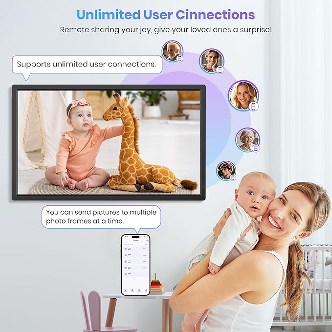 Uhale 32" Extra Large Digital Picture Frame 64GB, WiFi Photo Frames 1920 x 1080 FHD IPS Display with Remote Control, Wall Mounted, Slideshow, Support USB and SD Card, Instantly Share Photos Videos