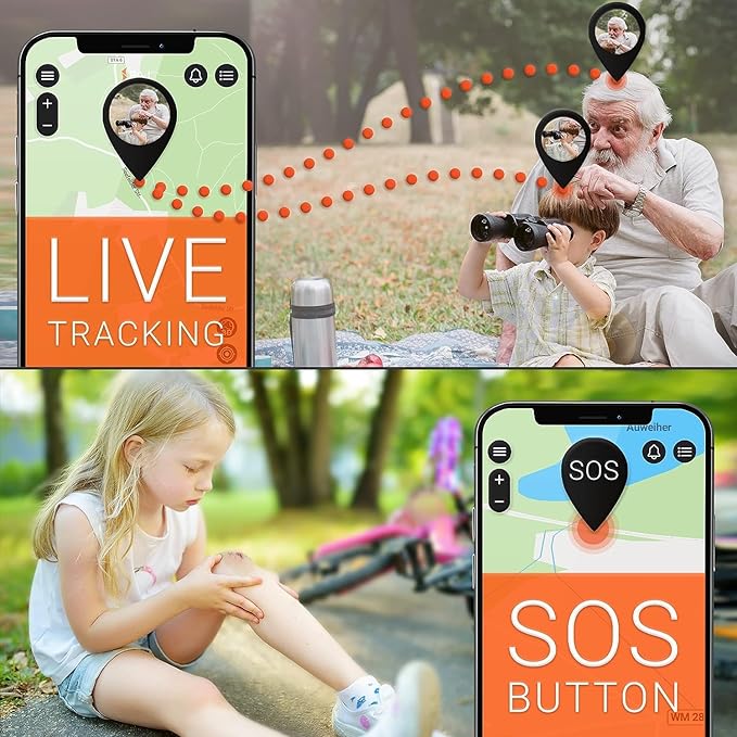 PAJ GPS Easy Finder – Human Tracking Device, GPS Tracker for Kids, Elderly, Seniors, Dementia, Alzheimer, up to 14 Days Battery Life, Real Time GPS Tracker, SOS Emergency Button & Shutdown Alarm