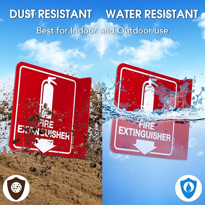T&R Fire Extinguisher Sign, Fire Extinguisher with Down Arrow - 2 Pack - 6 x 6 Inches Acrylic, 2 pre-drilled holes, Includes Matching Screws, Use for Home Office/Business