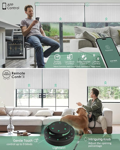 Yoolax Motorized Blinds with Remote, Smart Blinds for Windows Blackout Automatic Shades Compatible with Alexa Remote Control Roller Window Shades with Valance, Custom Size (V-Jungle White)