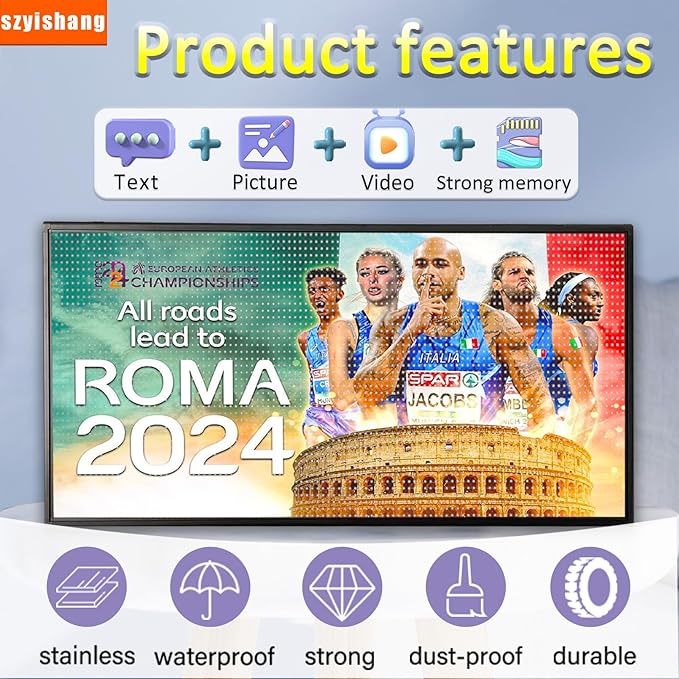 P5 Outdoor Waterproof 65"x34" Programmable LED Sign Board - Full Color Scrolling Display with High-Resolution Text/Image/Video for Business Advertising