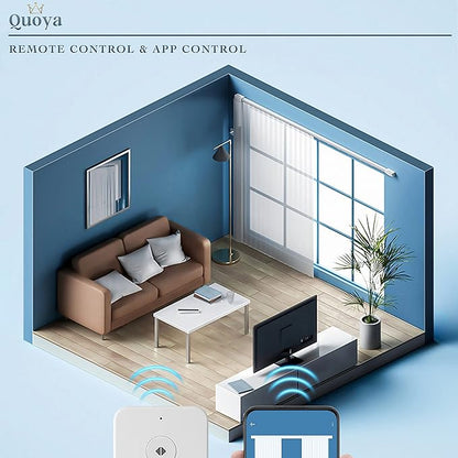 Quoya Smart Electric Curtain Track AT5810【Up to 5m (196in) - Motorised and Adjustable 】, with Automated Rail Motor with App, Voice, Remote Control, Compatible with Alexa, Google and Siri