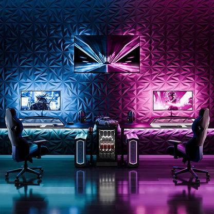 3D Wall Panels for Interior Wall Decor, 32 pcs PVC Wall Panels, 11.8''x11.8'' Decorative Accent Wall Panels for Game Rooms, TV Walls Background, Living Rooms, Decorative Wall Panels, Black