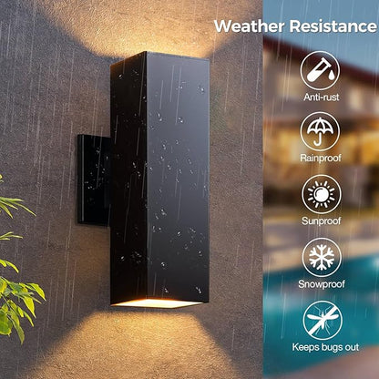 KIZON Smart Porch Lights 2 Pack, Modern Dusk to Dawn Exterior Lighting Fixtures Color Changing App Control with Remote, Dimmable RGB Outdoor Wall Lights for House Patio Garage Theater, ETL Listed