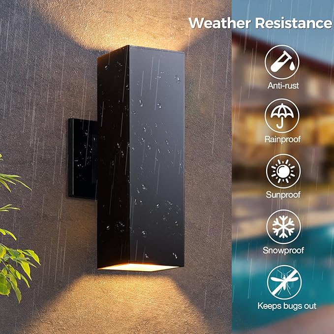 KIZON Smart Outdoor Wall Lights RGBCW Color Changing, Modern Dusk to Dawn Outdoor Sconce Lights Up and Down Lighting, Exterior Light Fixture for House Porch Garage, Compatible with Alexa, ETL Listed