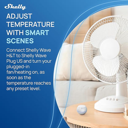 Shelly Wave H&T US White US LR, Z-Wave Long Range Indoor Smart Temperature & Humidity Monitor, Compatible with Alexa, Google Home, SmartThings, Home Assistant, Free Data Storage, Remote Monitoring
