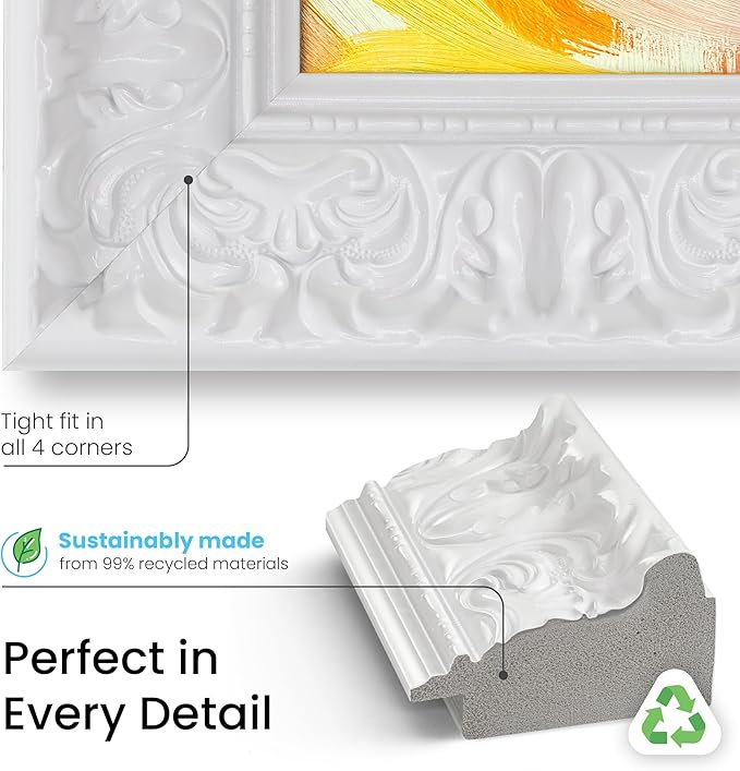 Tuscan Gloss White 75" Premiere Deco TV Frame - Compatible ONLY with Samsung The Frame TV and Pro TVs (Fits 2021-2025, LS03A, LS03B,LS03C,LS03D,LS03FA,LS03FW)