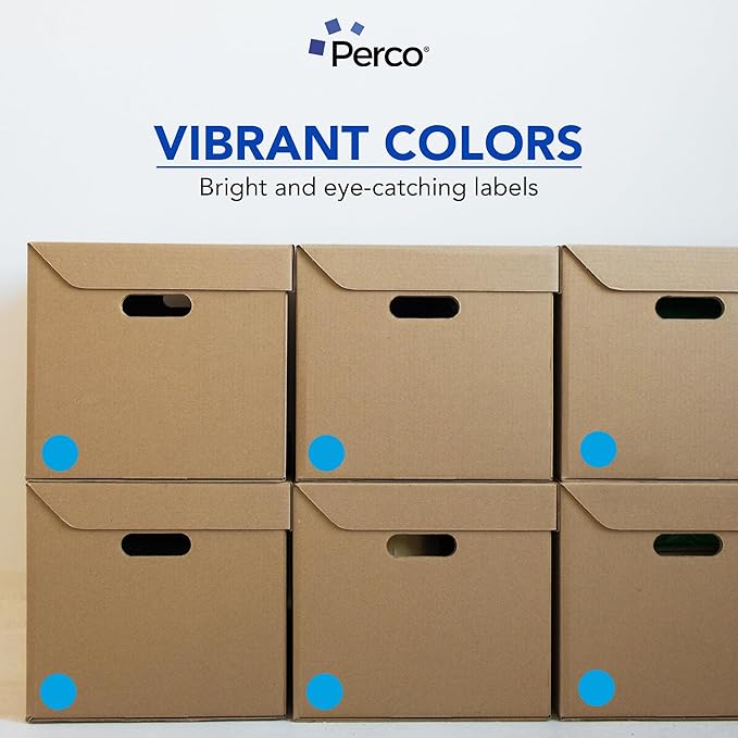 Perco Light Blue 2-Inch Perforated Circle Dot Sticker Labels — 10 Rolls, 5,000 Round Stickers — with Permanent Adhesive for Organizing, Color Coding, Bin Labeling, Packaging Alerts—Made in USA