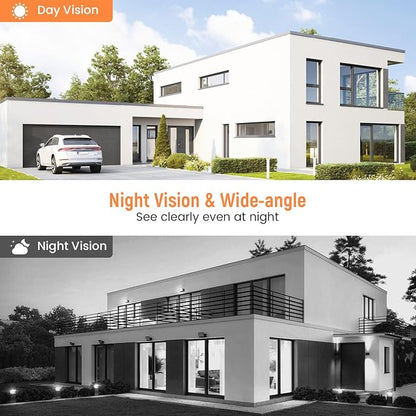 1080p Wireless Video Doorbell Camera, AI Human Detection, Live View, Night Vision, Cloud Storage, 2.4G WiFi, Battery Powered, Indoor Outdoor Surveillance (Comes with Doorbell Receiver)