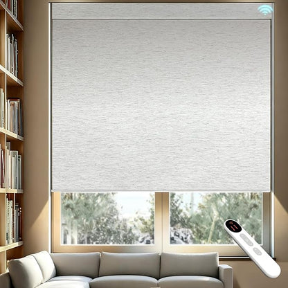 Smart Motorized Blinds – 100% Blackout Roller Shades with Remote, Alexa/Google Home/Siri Control, Matter Compatible, Wireless Rechargeable Battery, Custom Sizes for Windows & Sliding Doors