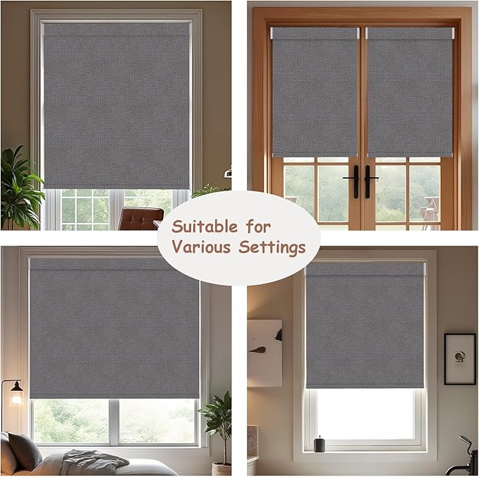 Motorized Roller Blinds with Remote, 100% Blackout Automatic Roller Shades for Bedroom, Bathroom, and Living Room, Customized Size, Carbon Gray