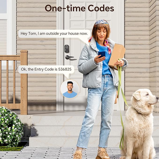 Keyless Entry Door Lock Set Smart Locks for Front Keypad Door Lock with Handle Automatic Lock One Time Password Anti Peeping Password IP54, Black