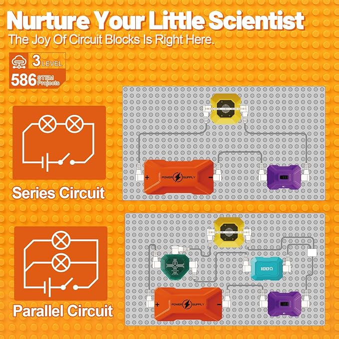 Science Kits for Kids - STEM Kits for Kids, Electronics Exploration Kit, Over 420 Projects, 50 Circuit Parts with Bubble Maker，Fan & Flying Helicopter , STEM Educational Toy Gifts for Boys& Girls