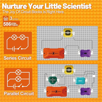 Science Kits for Kids - STEM Kits for Kids, Electronics Exploration Kit, Over 420 Projects, 50 Circuit Parts with Bubble Maker，Fan & Flying Helicopter , STEM Educational Toy Gifts for Boys& Girls