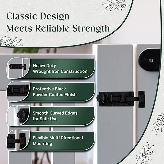 Renovators Supply Manufacturing Slide Bolt Latch 3 in. Black Wrought Iron Ball Tip Style Slide Bolt with Mounting Hardware Pack of 2