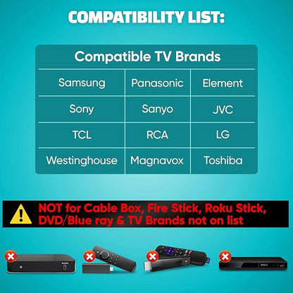 Big Button Universal TV Remote (Black) Simple Easy to Use, Great for Seniors, Works with Major TV Brands (2xAAA Batteries Not Included)