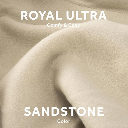 Sunbeam Royal Ultra Fleece Heated Electric Blanket Queen Size, 90" x 84", 12 Heat Settings, 12-Hour Selectable Auto Shut-Off, Fast Heating, Machine Washable, Warm and Cozy, Pebble