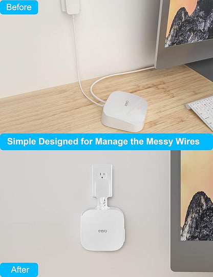 COOLWUFAN Wall Mount Holder for eero Pro 6 or eero Pro 6E Home WiFi System-Simple and Sturdy Wall Mount Holder Stand Bracket for eero Pro 6E & Pro 6 tri-Band mesh Wi-Fi 6 System (White(2 Pack))