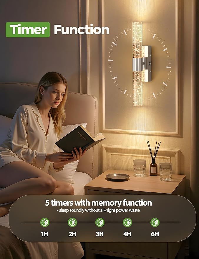 Battery Operated Wall Sconce Set of 2,3CCT Dimmable,10400mAh,Silver Modern Rechargeable Wall Sconce with Remote,Wireless Wall Lights for Bedroom,Living room,Hallway(15.3 inch)