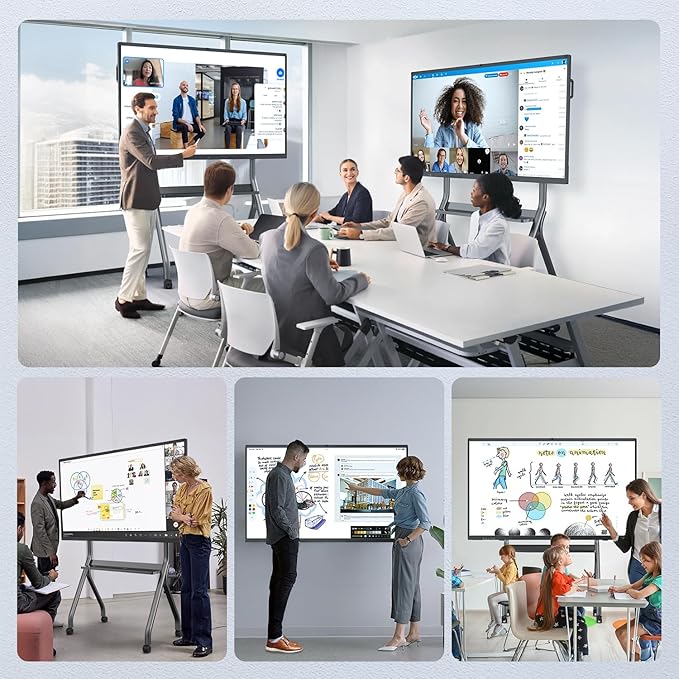 85" Smart Board, Interactive Whiteboard, 4K Electronic Board, UHD Touchscreen, Android 13, 8+128G, All in One Smartboard for Classroom Office Home (Wall Mount Included)