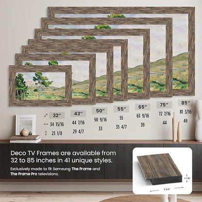 Distressed Barnwood 85" Premiere Deco TV Frame - Compatible ONLY with Samsung The Frame TV and Pro TVs (Fits 2021-2025, LS03A, LS03B,LS03C,LS03D,LS03FA,LS03FW)