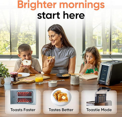 Revolution (Bundle) R180 Connect Touchscreen Smart Toaster + Toastie Press – Choose from 6 Bread Types, 7 Browning Levels, & Toastie Press Mode (Black, 2-Slice)