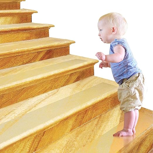 24''x4''Non Slip Stair Treads Strips Safety Anti Slip Transparent Tape(15-Pack)-Pre Cut Self Adhesive Step Strips for Kids Baby Elder Pets - Safety at Home & Outdoor