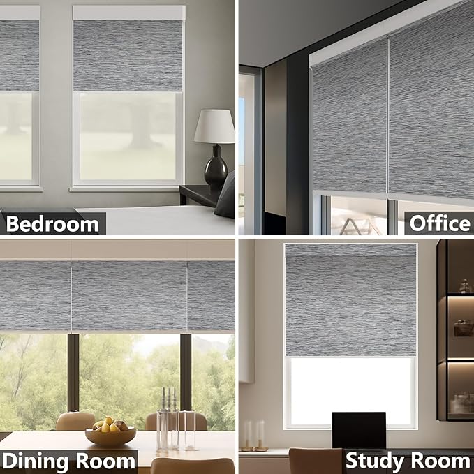 Smart Motorized Blinds – 100% Blackout Roller Shades with Remote, Alexa/Google Home/Siri Control, Matter Compatible, Wireless Rechargeable Battery, Custom Sizes for Windows & Sliding Doors