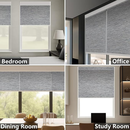 Smart Motorized Blinds – 100% Blackout Roller Shades with Remote, Alexa/Google Home/Siri Control, Matter Compatible, Wireless Rechargeable Battery, Custom Sizes for Windows & Sliding Doors