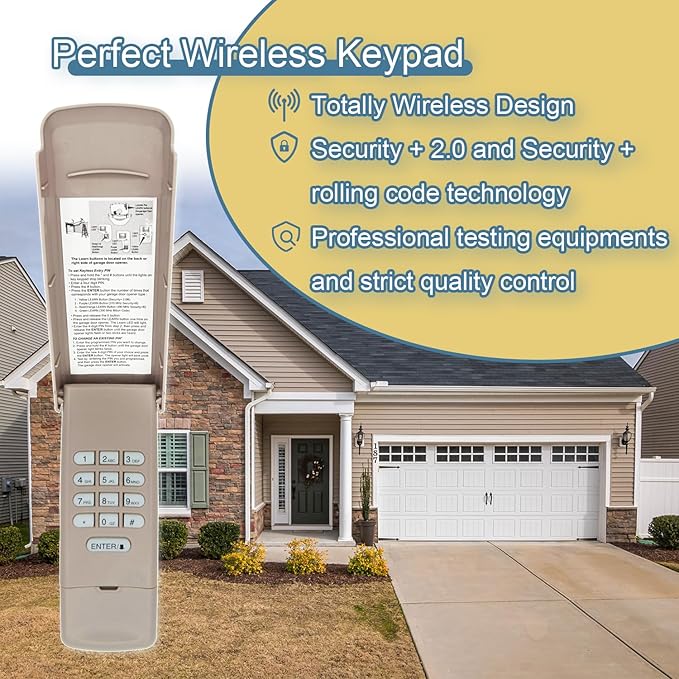Garage Door Opener Wireless Keyless Keypad, Compatible with 877MAX, G940EV-P2, 878MAX, 377LM, 977LM, 877LM, 66LM,Replacement for LiftMaster, Chamberlain, Craftsman